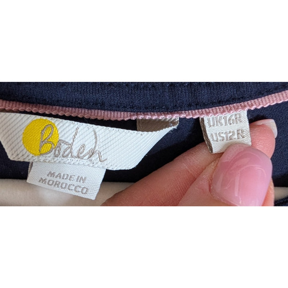 Boden Navy Ruffle Sleeve Pleated Preppy Classic Coquette Viscose Mini Dress 12 - Picture 5 of 11